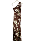 Nobody's Child Chocolate Brown Floral One Shoulder Sloane Maxi Dress UK 6