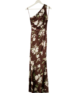 Nobody's Child Chocolate Brown Floral One Shoulder Sloane Maxi Dress UK 6