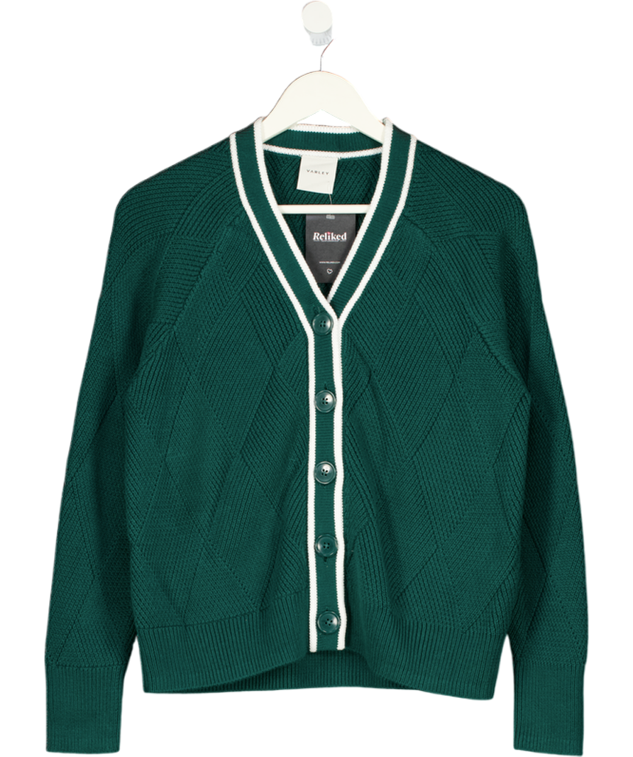 VARLEY Green 100% Cotton Dorset Relaxed Cardigan UK XS