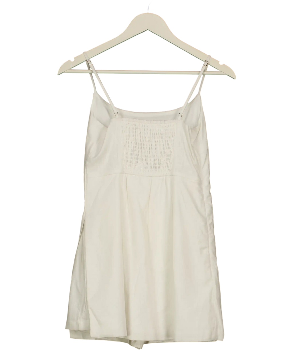 ABERCROMBIE & FITCH White Linen Blend Mini Romper Dress UK XS