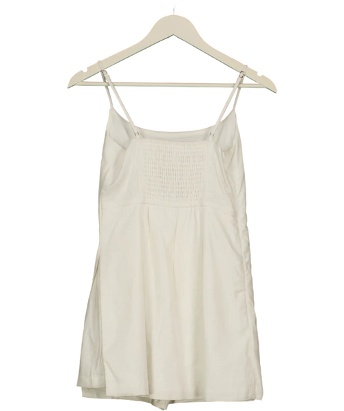 ABERCROMBIE & FITCH White Linen Blend Mini Romper Dress UK XS