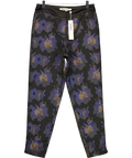 CLEMENTS RIBEIRO Black Floral Jacquard Cigarette Trousers UK 10