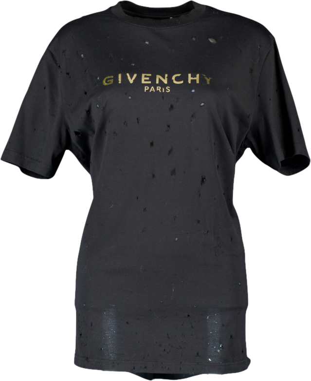 GIvenchy Black / Metallic Gold Destroy Masculine Cut T-shirt UK XS