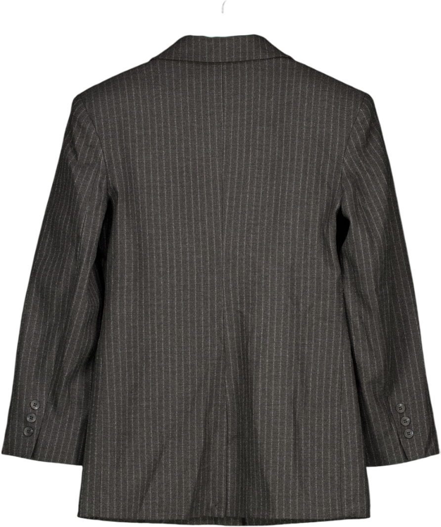 ASOS Grey Pinstripe Cinch Waist Blazer UK 8