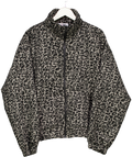 LILXWAVY Grey Leopard Zip Fleece Jacket One Size