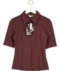 Autograph Brown Jersey Fitted Polo Top UK 6