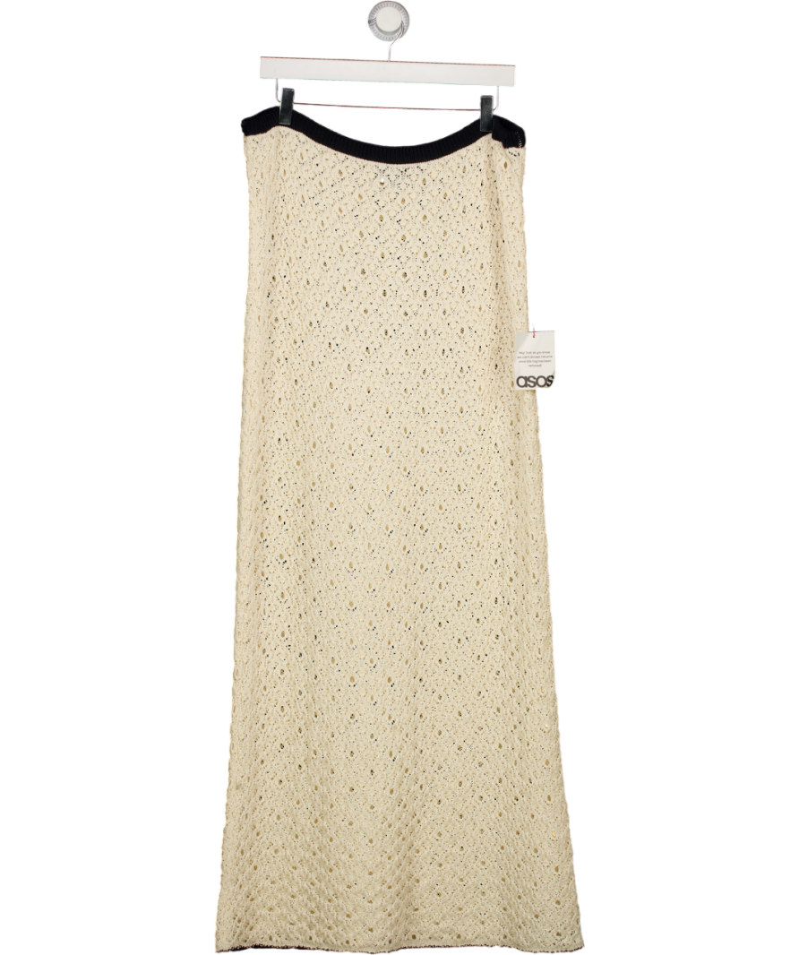 ASOS Cream Contrast Trim Crochet Bandeau Dress UK L