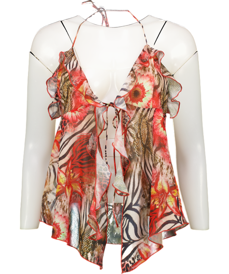 White Fox Multicoloured Flirty And Thriving Halter Top Savage Bloom UK M