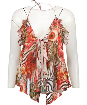 White Fox Multicoloured Flirty And Thriving Halter Top Savage Bloom UK M