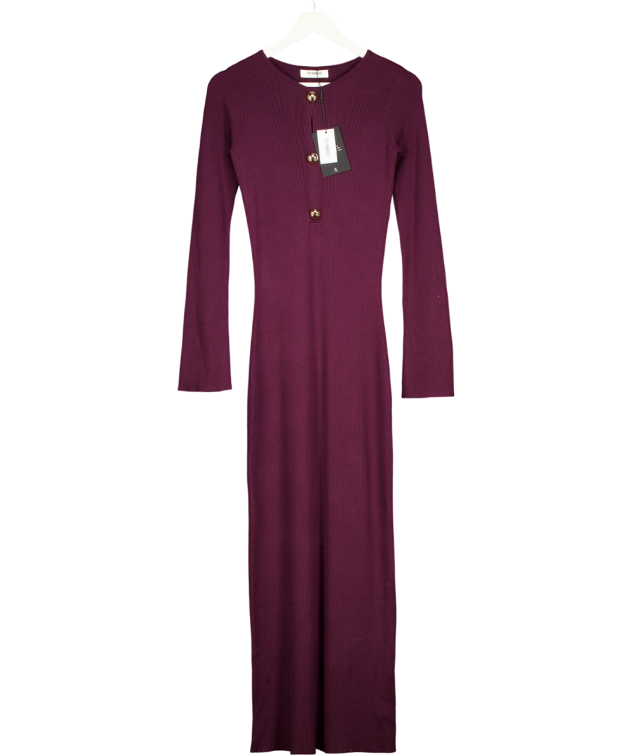 4th & Reckless Burgundy Red Rita Ribbed Knitted Long Sleeve Maxi Dress UK 10