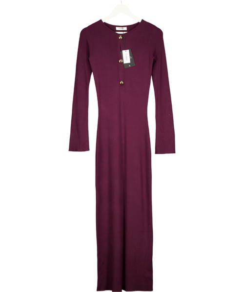 4th & Reckless Burgundy Red Rita Ribbed Knitted Long Sleeve Maxi Dress UK 10