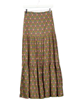 RIDLEY LONDON Olive Green Floral Tiered Cotton Midi Skirt UK 6