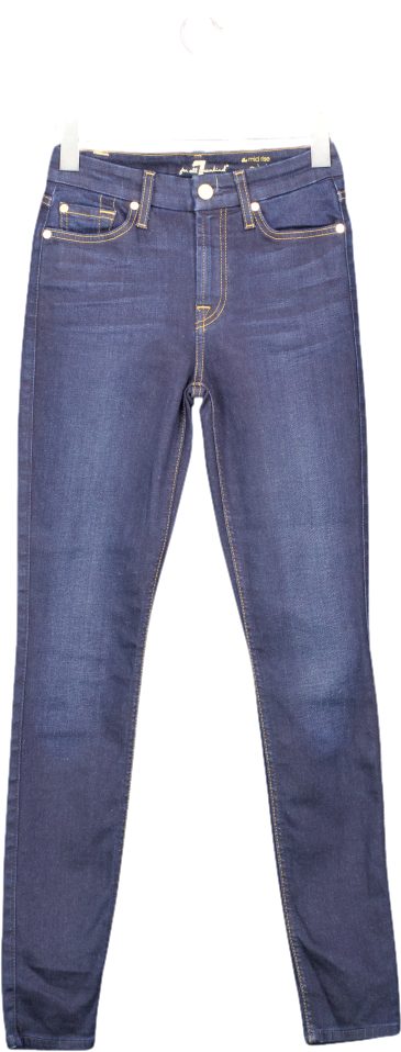 7 For All Mankind Blue Mid Rise Skinny Jeans W24