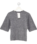 NA-KD Grey Knitted Alpaca Blend Short Sleeve Sweater UK XS