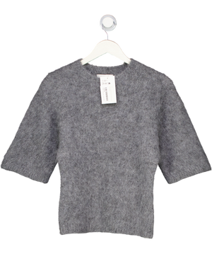 NA-KD Grey Knitted Alpaca Blend Short Sleeve Sweater UK XS