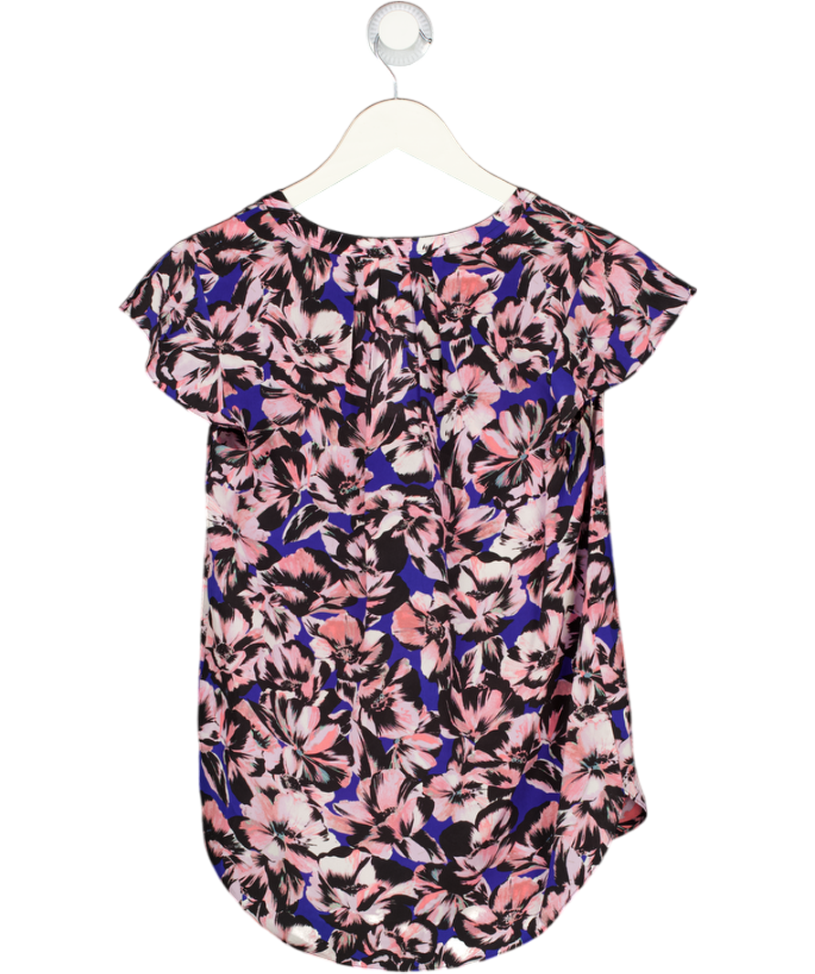 J.Crew Multicoloured 4d02 Floral Flutter Sleeve V-neck Blouse UK 6