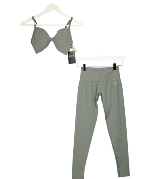 gymshark Green Soft Sculpt V-neck Sports Bra & Soft Sculpt Leggings UK S