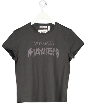 WEEKDAY Black Lady Gaga Baby Tee UK L