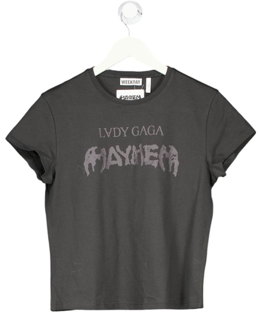 WEEKDAY Black Lady Gaga Baby Tee UK L