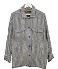 ZARA Blue Checked Tweed Shacket UK L