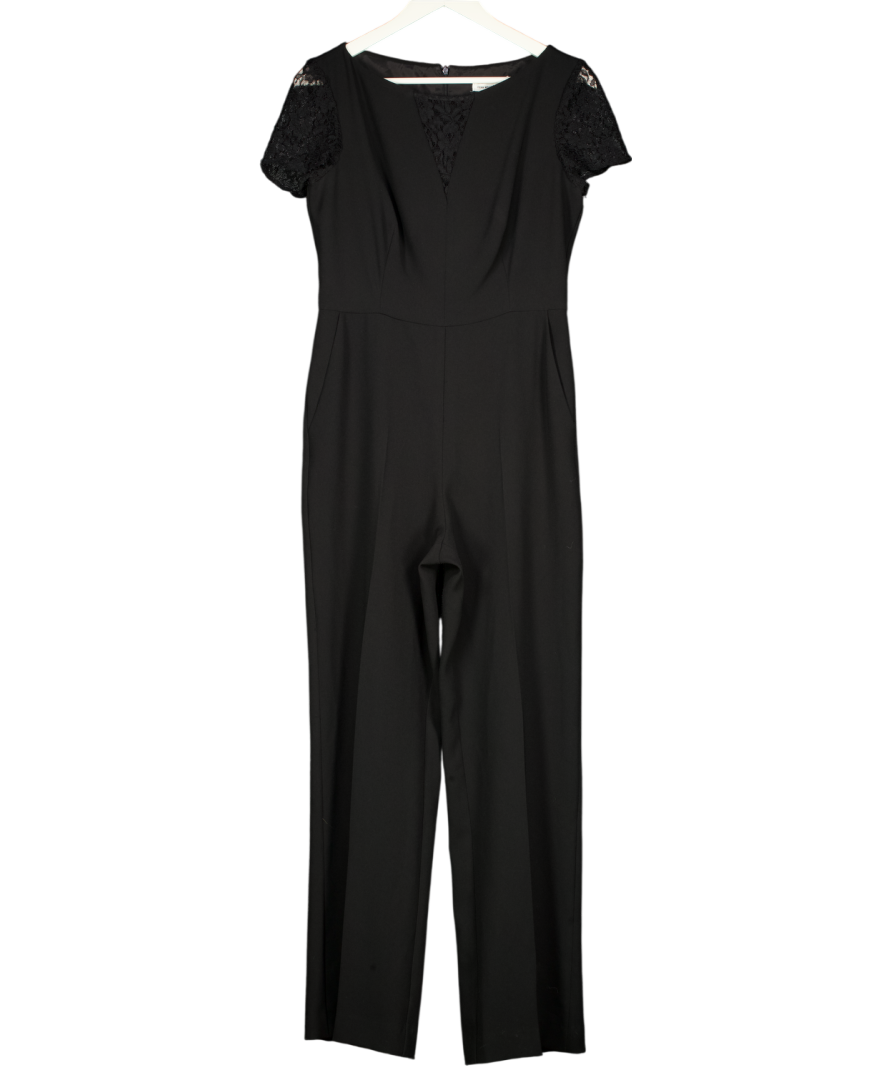 FENN WRIGHT MANSON Black Lace Sleeve Jumpsuit UK 10