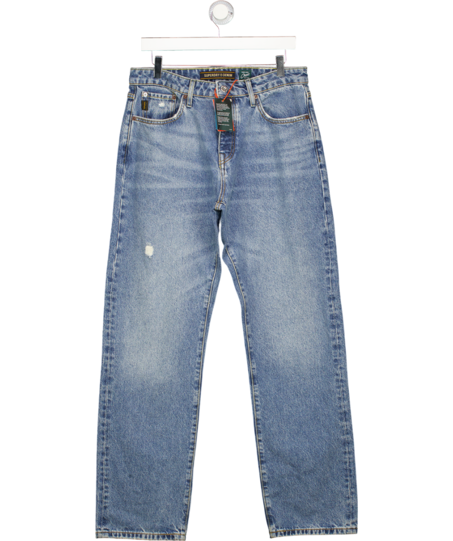 Superdry Blue Organic Cotton Straight Jeans W33