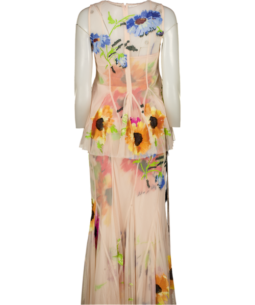 ARRANGE Pale Pink Embroidered Floral Pleated Maxi Skirt & Pleated Top Set UK 8