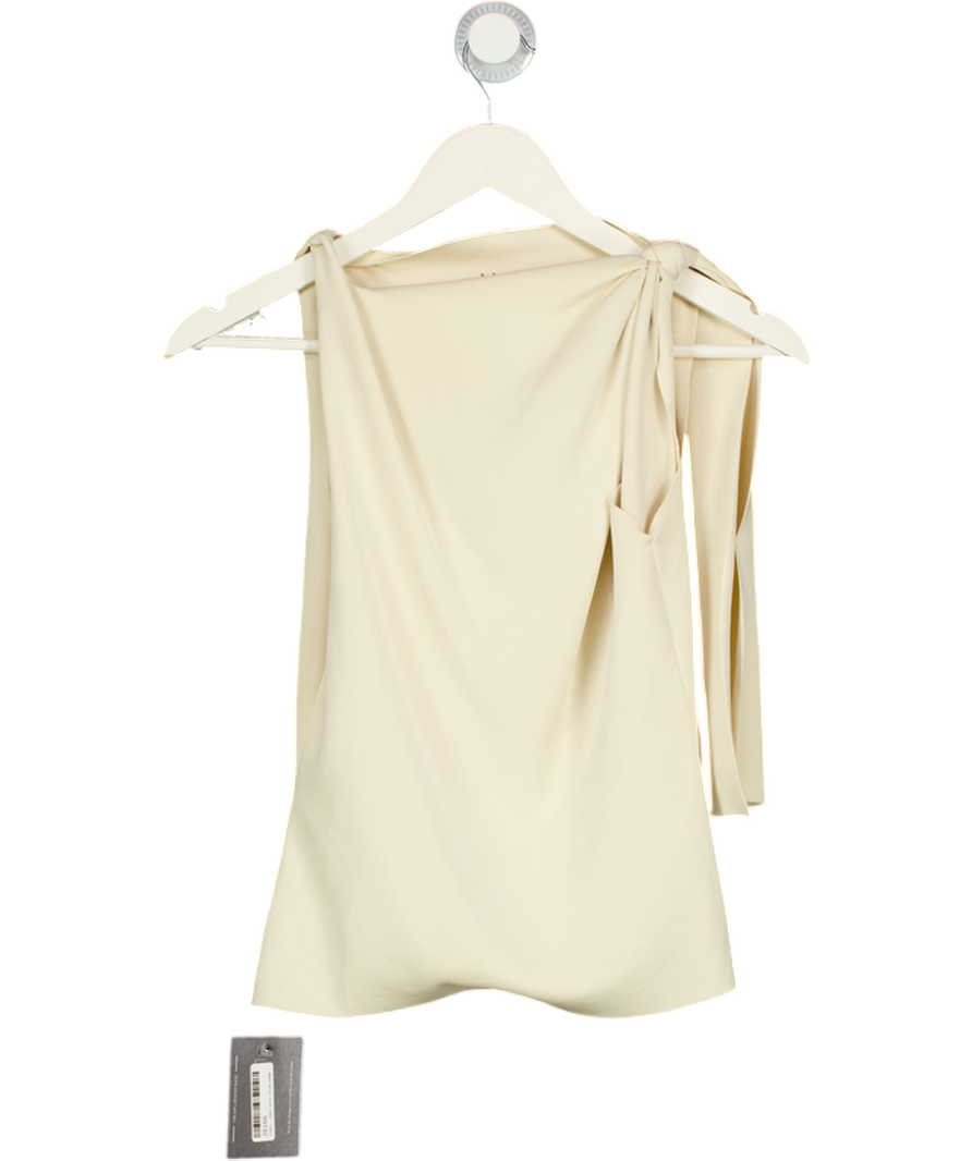 KHY Cream Sueded Stretch Knotted Top UK L