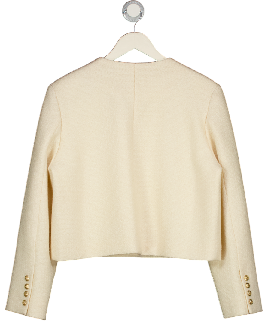 MARCELA LONDON Cream Ida Wool Tweed Jacket Ivory UK M
