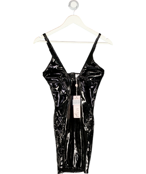 Oh Polly Vinyl Mini Dress In Black UK 4