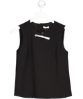 Whistles Black Sleeveless Button Detail Top With Brooch UK 8