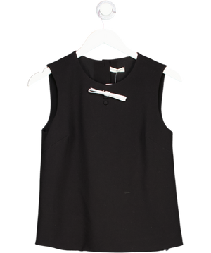 Whistles Black Sleeveless Button Detail Top With Brooch UK 8