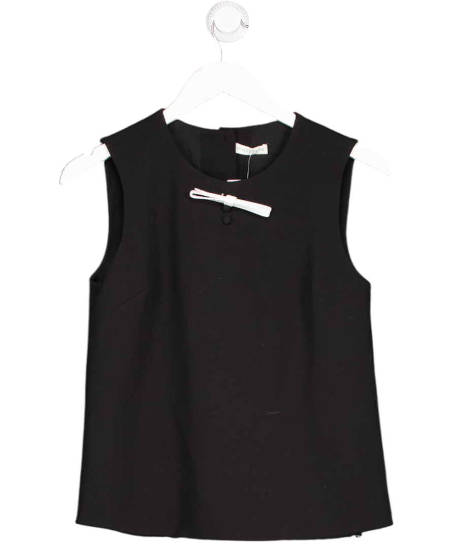 Whistles Black Sleeveless Button Detail Top With Brooch UK 8