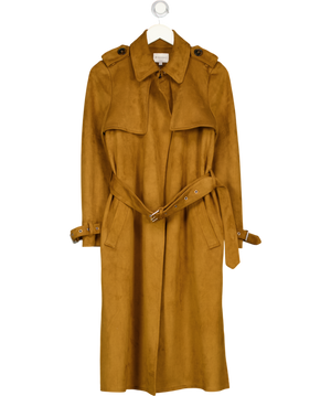 WAREHOUSE Brown Faux Suede Trench Coat UK 6