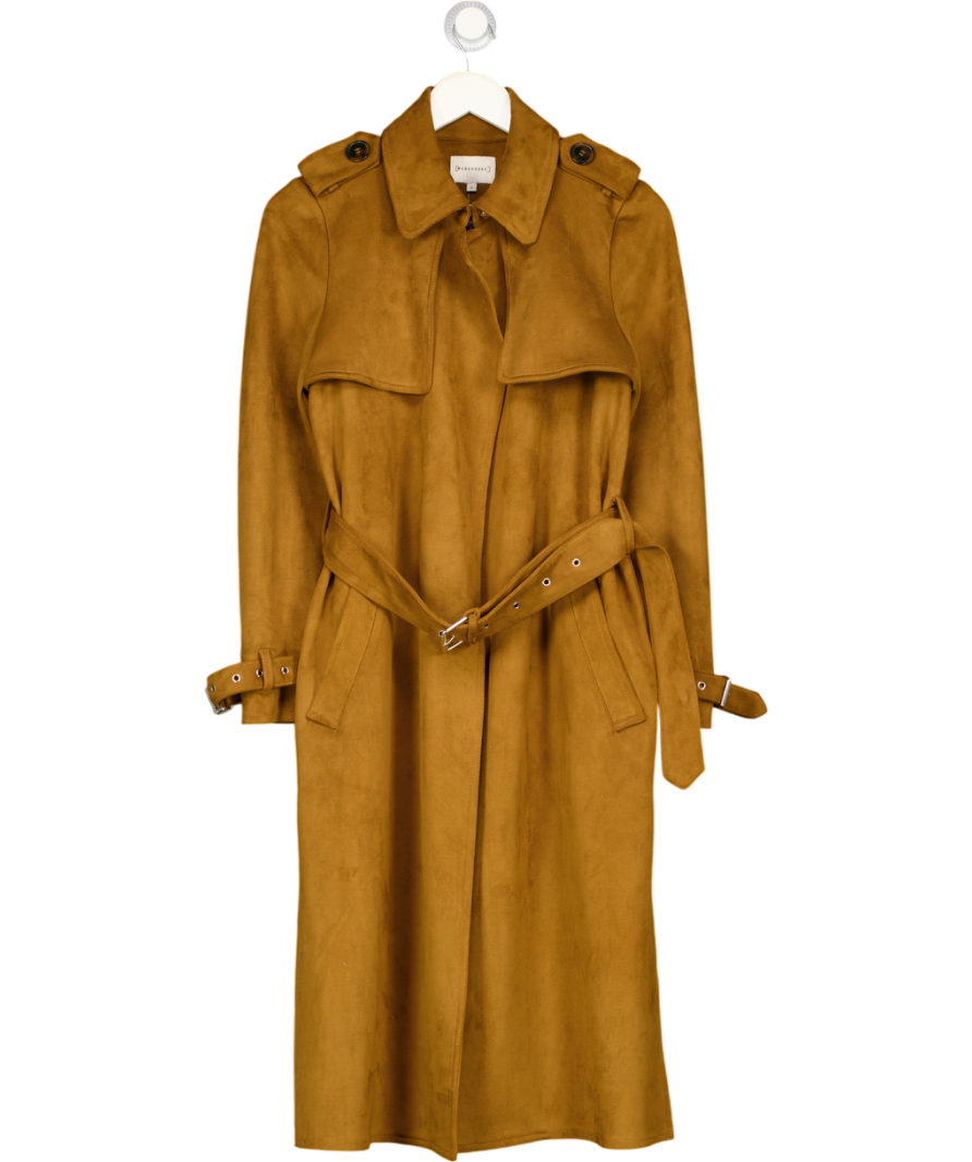 WAREHOUSE Brown Faux Suede Trench Coat UK 6