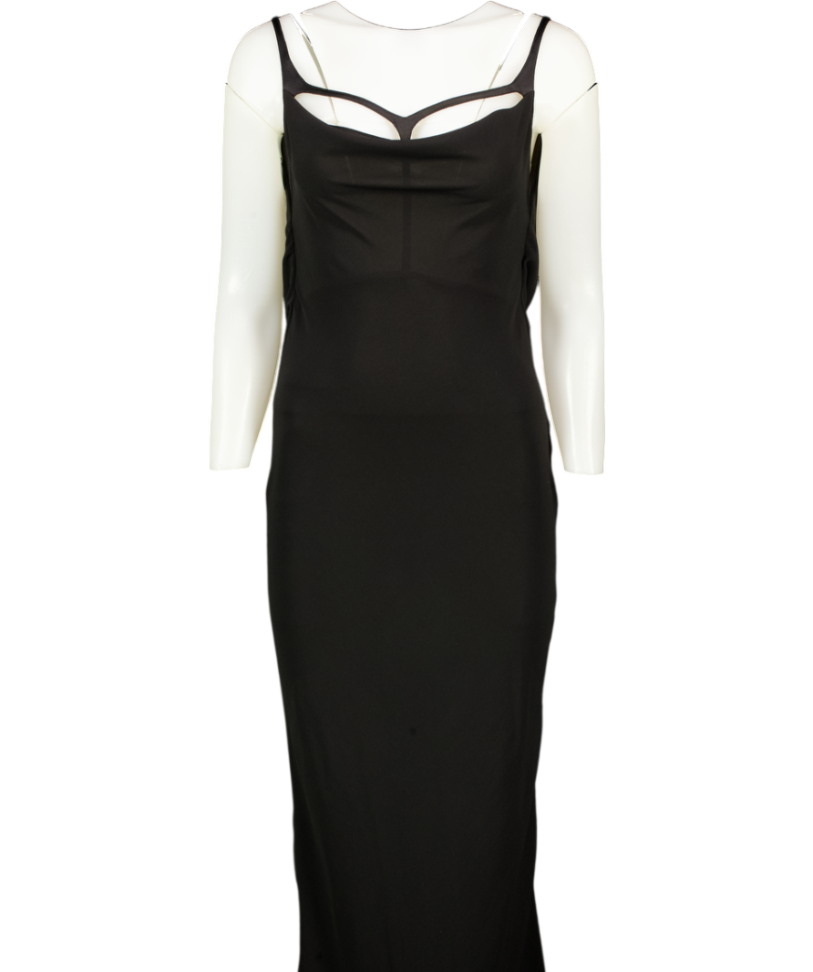 MUGLER Black Crepe Maxi Dress Fr 36 UK 8