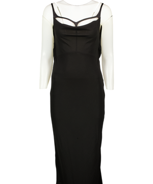 MUGLER Black Crepe Maxi Dress Fr 36 UK 8