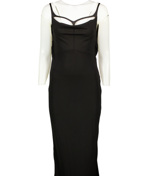 MUGLER Black Crepe Maxi Dress Fr 36 UK 8