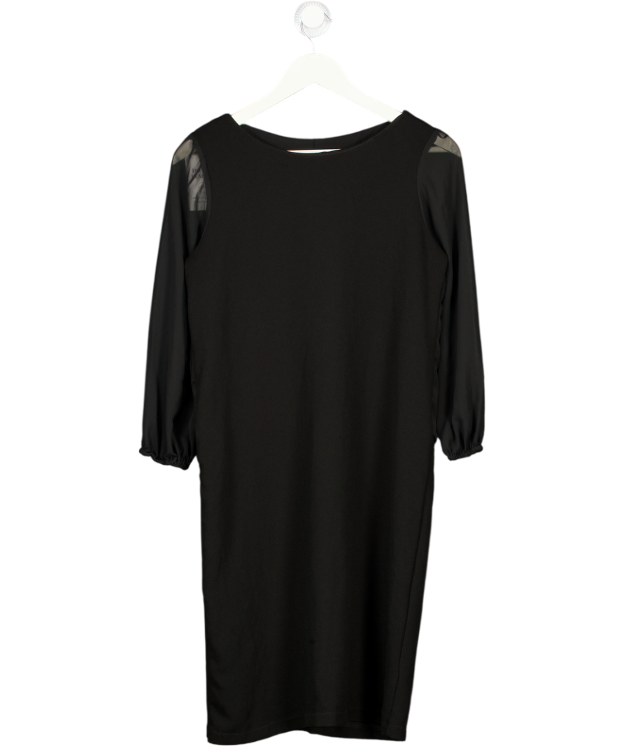David Emanuel Black Chiffon sleeve Midi Dress With Cape Detail UK 10