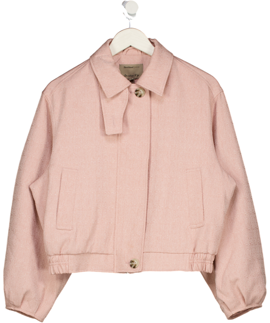 RIVER ISLAND Pink Funnel Neck Bubble Hem Bomber Jacket UK 6