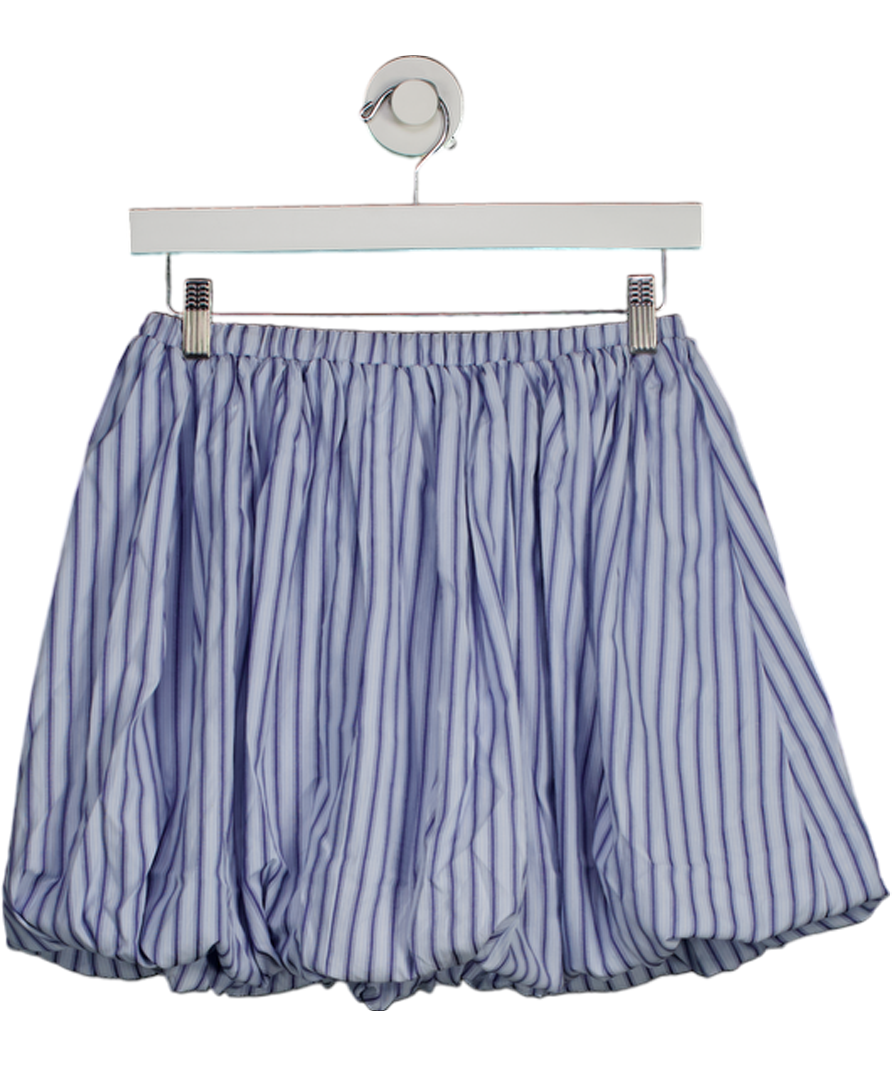 Ghospell Stripe Puffball Mini Skirt In Sky Blue UK XS