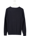 Tommy Hilfiger Navy Blue Fine Cotton Knit Flag Embroidered V-neck Jumper UK XL