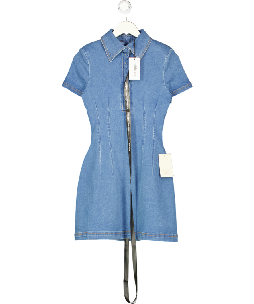 ODDMUSE Blue Cotton Mix Denim Collared Mini Dress UK S