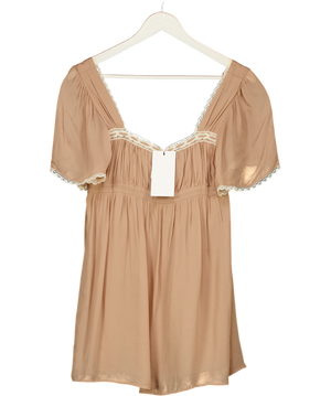 ZARA Nude Pink Contrast Lace Dress UK XS