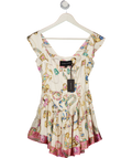 VANESSA MOONEY Cream The Iconic Vintage Jewelry Scarf Print Elisabeth Playsuit UK XXS