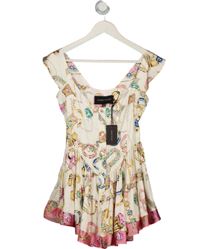 VANESSA MOONEY Cream The Iconic Vintage Jewelry Scarf Print Elisabeth Playsuit UK XXS