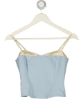 REFORMATION Dusty Blue / Cream Melanie Sweetheart Neck Top Sz0 UK 4