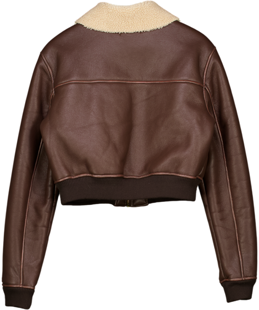 WHITE FOX For The People Pu Bomber Jacket Chocolate Brown UK S/M