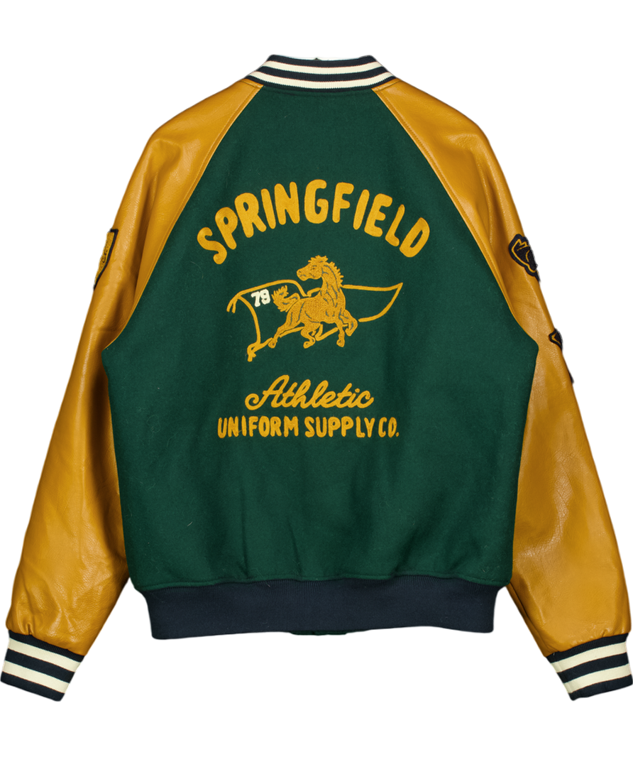 Superdry Green College Varsity Patched Bomber Jacket UK XXL