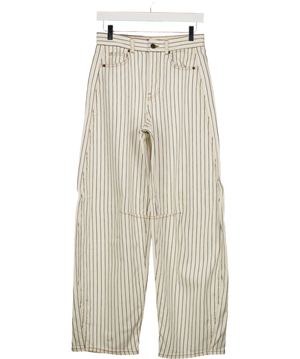 ME + EM Cream Extreme Tapered Jean Striped Italian Cotton Stretch W25